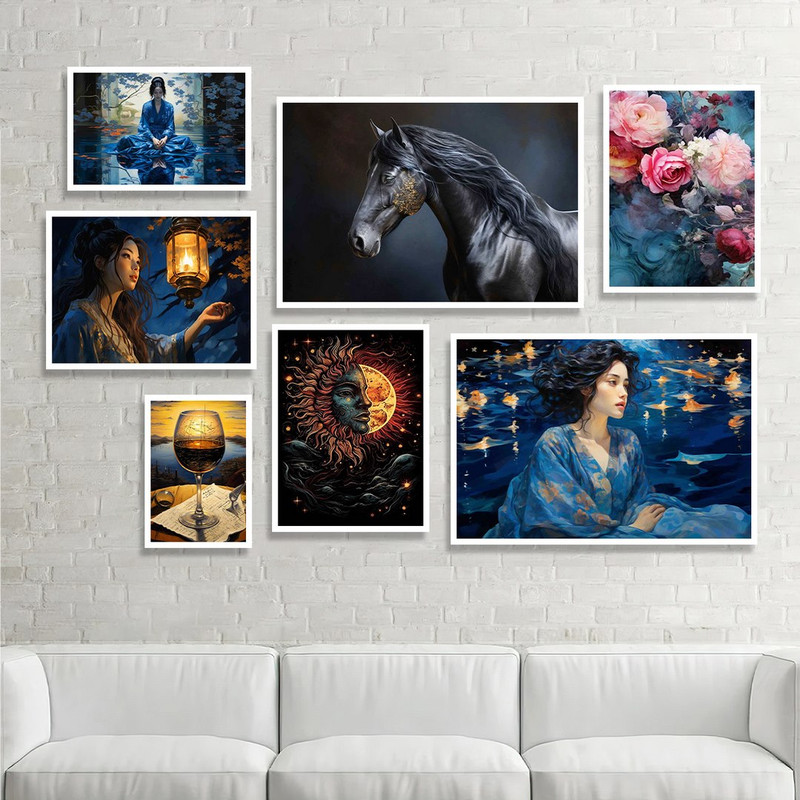 تابلو بکلیت مدل طرح دکوراتیو گل و چهره W-1145 مجموعه 7 عددی