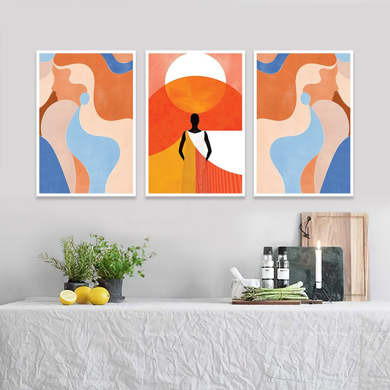 تابلو بکلیت مدل طرح نقاشی مدرن دخترانه W-1127 مجموعه 3 عددی