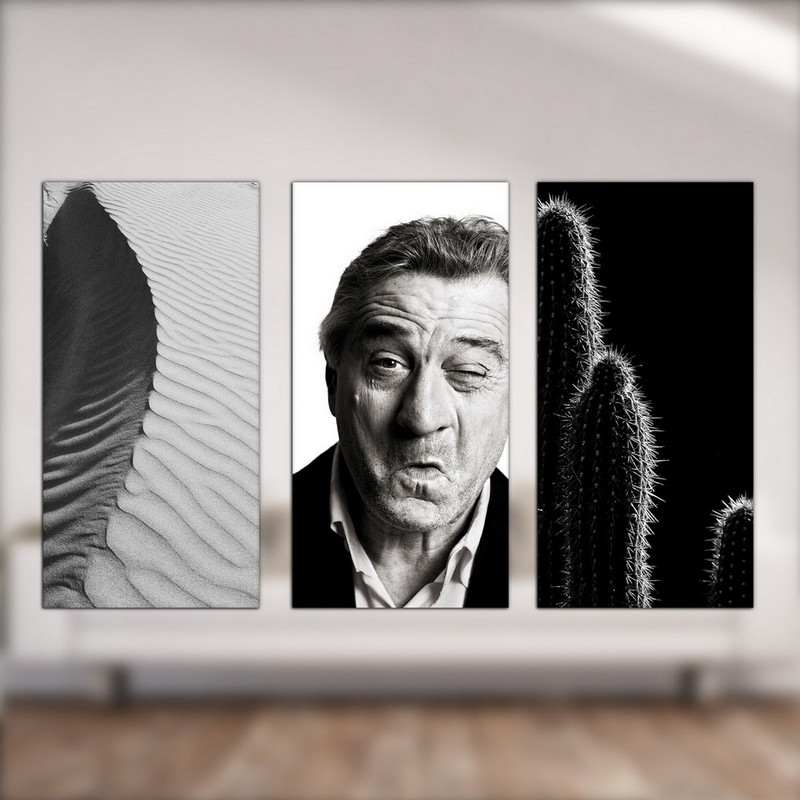 تابلو شاسی بکلیت طرح سیاه و سفید رابرت دنیرو مدل SH-545 مجموعه 3 عددی