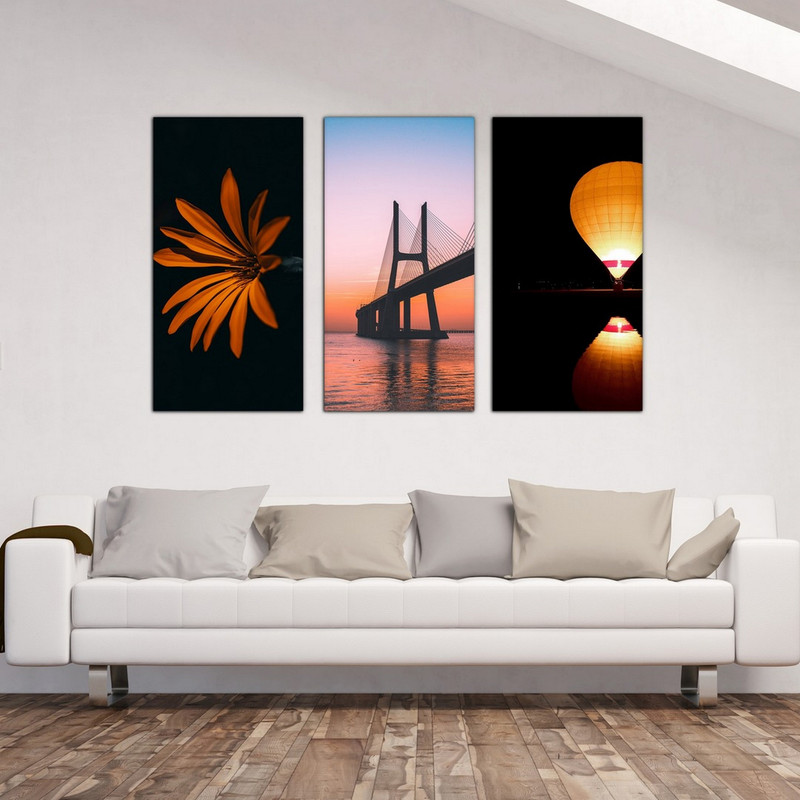 تابلو شاسی بکلیت طرح بالن و گل و پل مدل SH-528 مجموعه 3 عددی