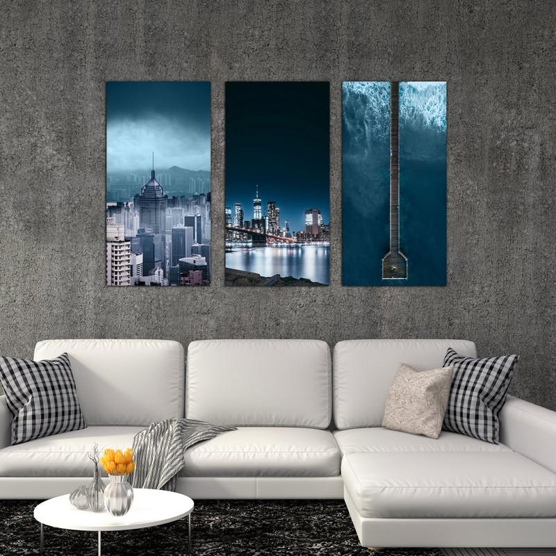 تابلو شاسی بکلیت طرح منظره شهری مدل SH-513 مجموعه 3 عددی