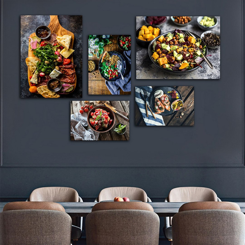 تابلو شاسی بکلیت طرح رستوران و آشپزخانه سالاد مدل SH-859 مجموعه 5 عددی