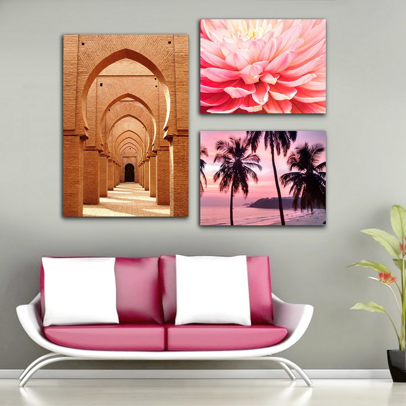 تابلو شاسی بکلیت طرح طبیعت گل داوودی مدل SH-846 مجموعه 3 عددی