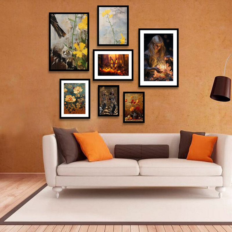 تابلو بکلیت طرح فرشته و گل و پروانه مدل B-1365 مجموعه 7 عددی