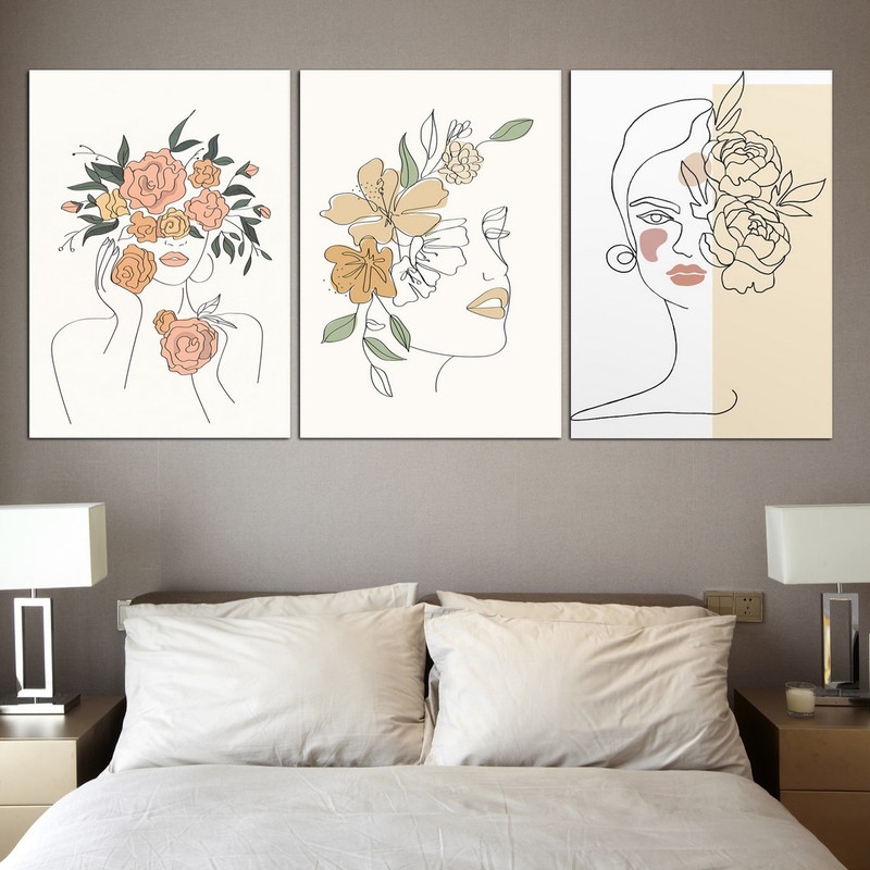 تابلو شاسی بکلیت طرح مینیمال پرتره مدرن مدل SH-578 مجموعه 3 عددی