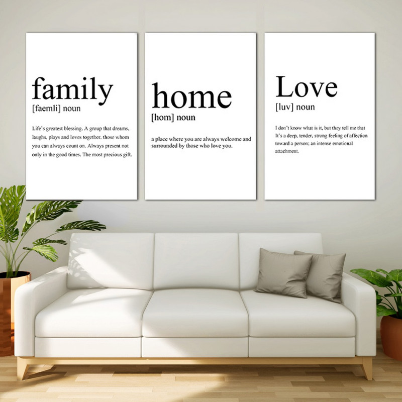 تابلو شاسی بکلیت طرح انگیزشی خانواده و عشق و خانه مدل SH-565 مجموعه 3 عددی