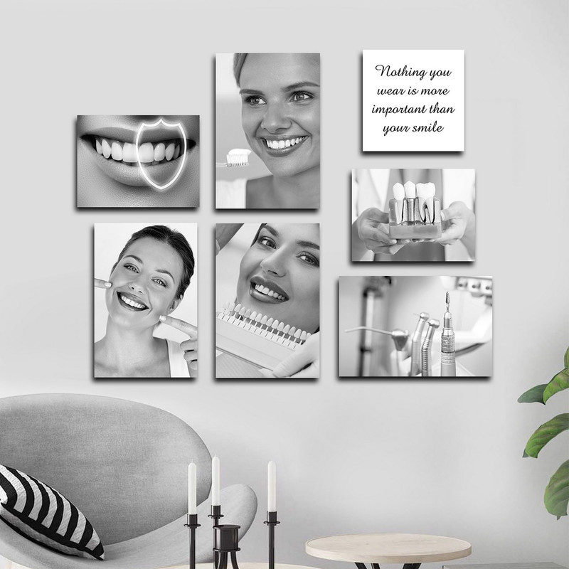 تابلو شاسی بکلیت طرح لبخند و دندانپزشکی مدل SH-1576 مجموعه 7 عددی