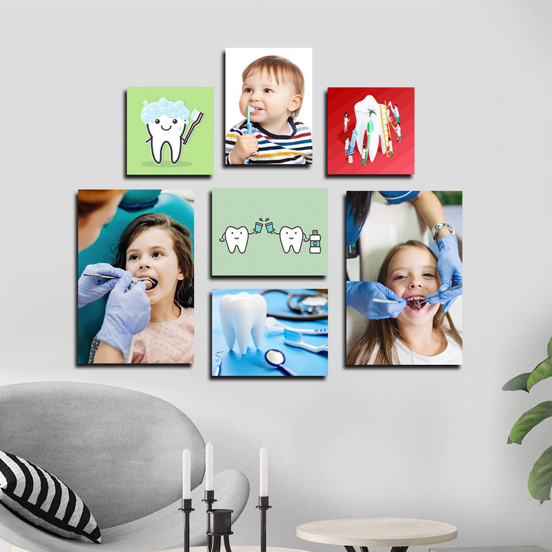 تابلو شاسی بکلیت طرح بهداشت دندان و دندانپزشکی  مدل SH-1562 مجموعه 7 عددی