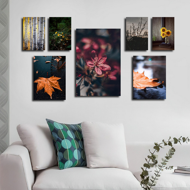 تابلو شاسی بکلیت طرح طبیعت گا آفتابگردان و برگ پاییزی مدل SH-1559 مجموعه 7 عددی