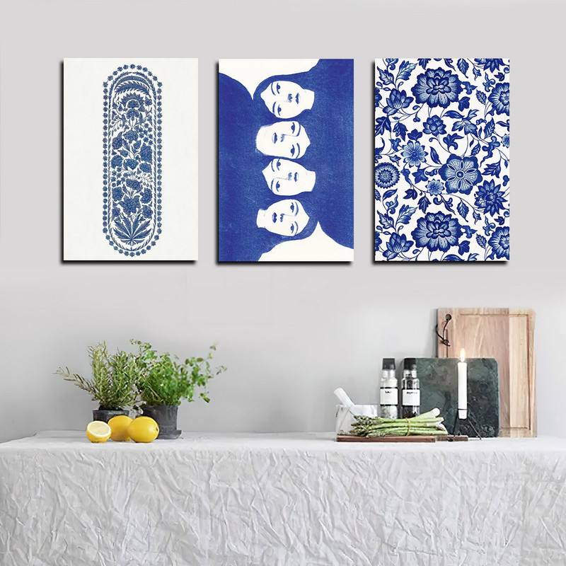 تابلو شاسی بکلیت طرح نقاشی مدرن مدل SH-1701 مجموعه 3 عددی