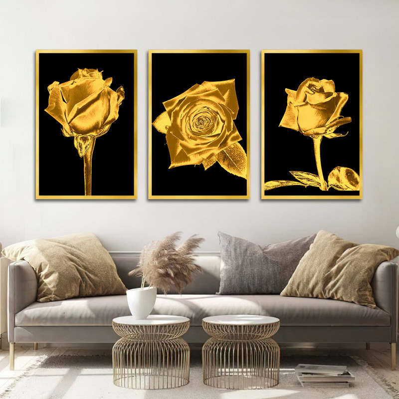 تابلو بکلیت طرح مدرن گل مدل T-1584 مجموعه 3 عددی