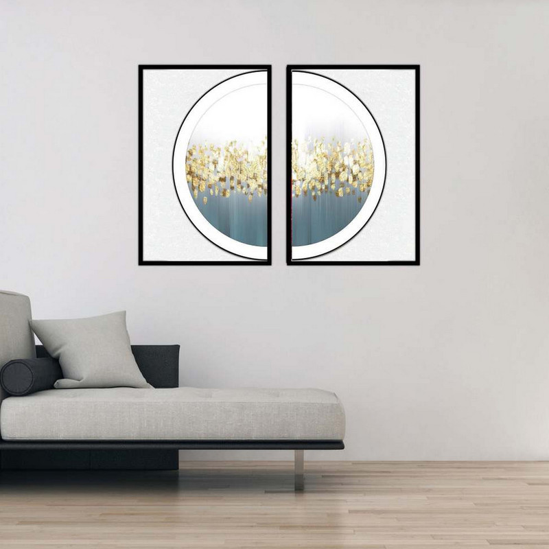 تابلو بکلیت طرح مدرن نیم دایره طلاکوب مدل B-1865 مجموعه 2 عددی