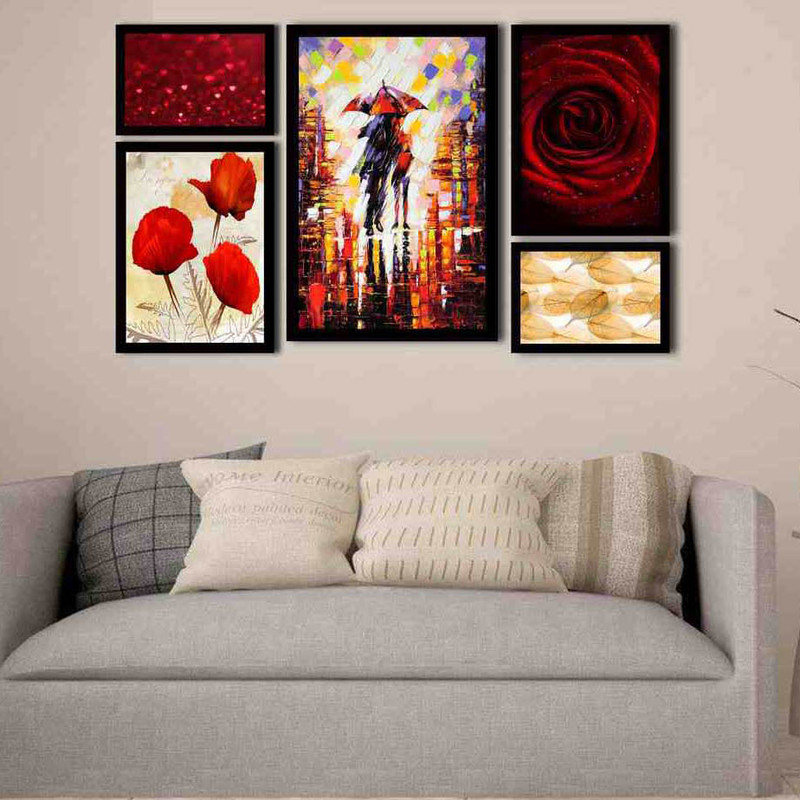 تابلو بکلیت طرح گل و نقاشی مدل دکوراتیو B-213 مجموعه 5 عددی