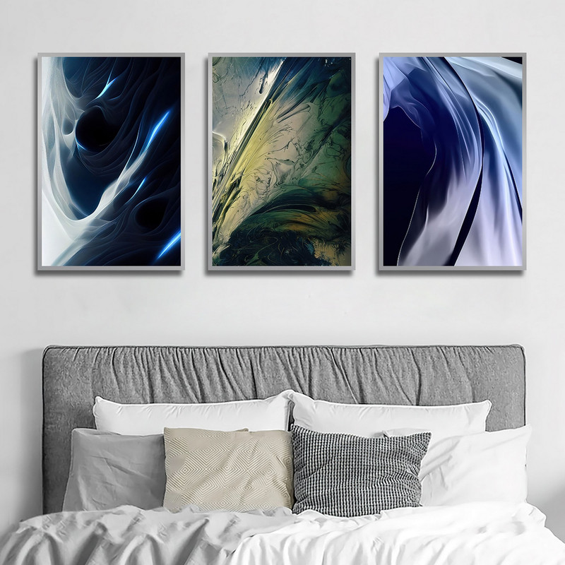 تابلو بکلیت طرح نقاشی مدرن ابر و بادی مدل SI-1740 مجموعه 3 عددی
