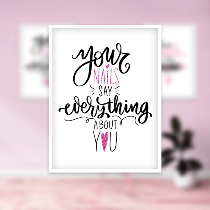 تابلو بکلیت طرح طراحی سالن آرایش ناخن و مانیکور مدل W-919 مجموعه 3 عددی