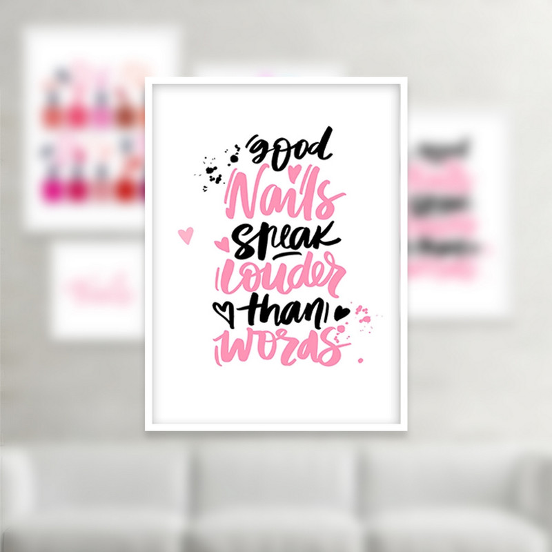 تابلو بکلیت طرح آرایشی لاک ناخن و مانیکور مدل W-916 مجموعه 5 عددی