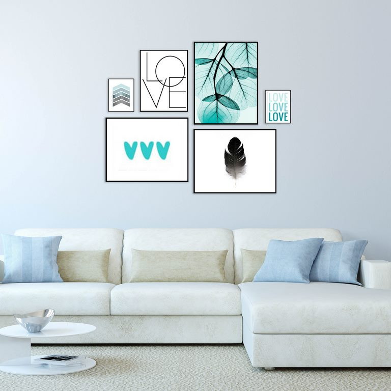 تابلو بکلیت طرح دکوراتیو مدرن عشق مدل B-343 مجموعه 6 عددی