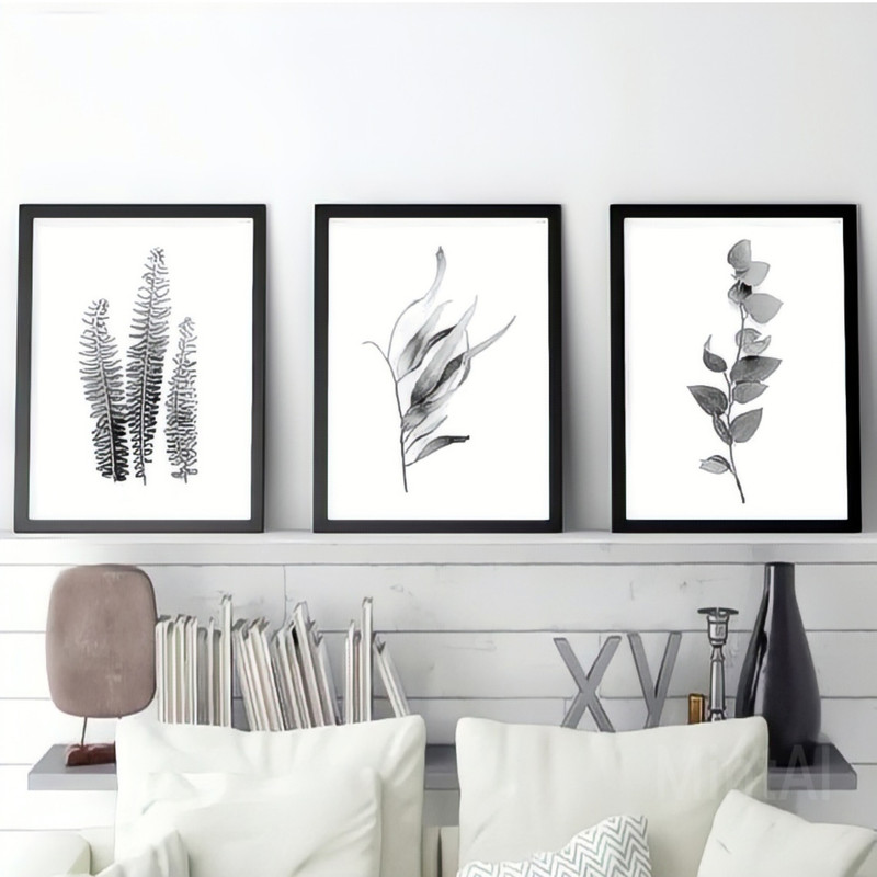 تابلو بکلیت طرح نقاشی مینیمال برگ مدل B-683 مجموعه 3 عددی