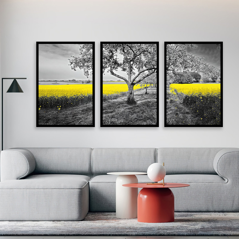 تابلو بکلیت طرح درخت و گل های بهاری مدل B-656 مجموعه 3 عددی