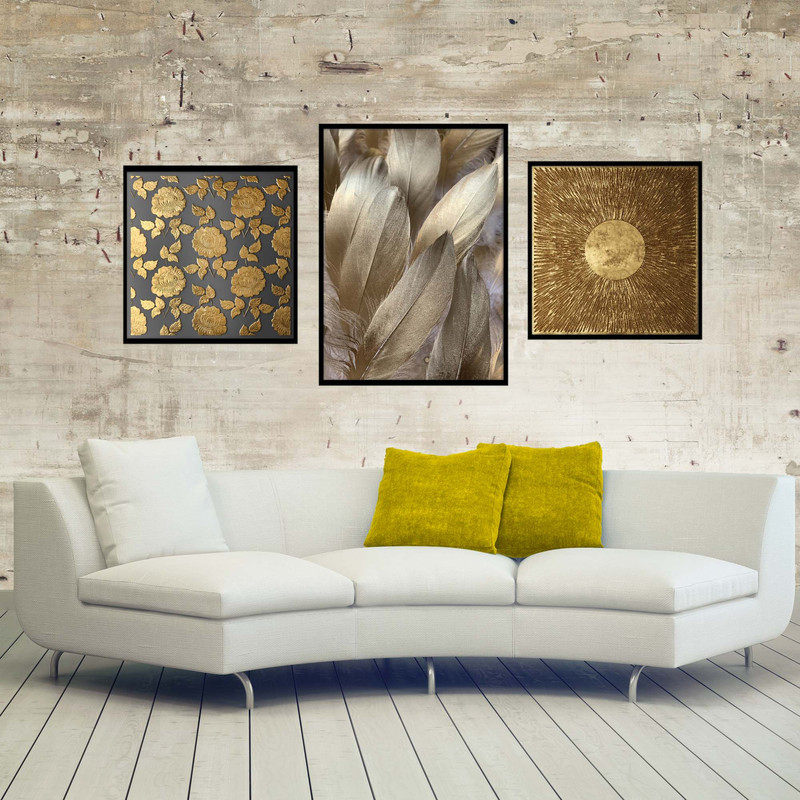 تابلو بکلیت طرح دکوراتیو پر طلایی مدل B-581 مجموعه 3 عددی 