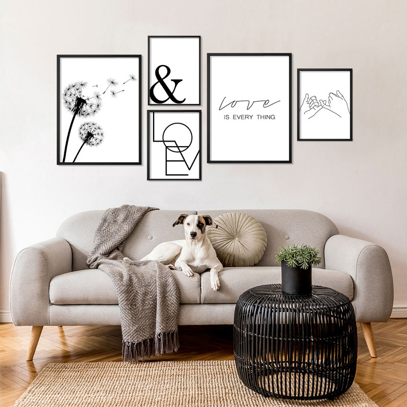 تابلو بکلیت طرح قاصدک و LOVE مدل B-568 مجموعه 5 عددی