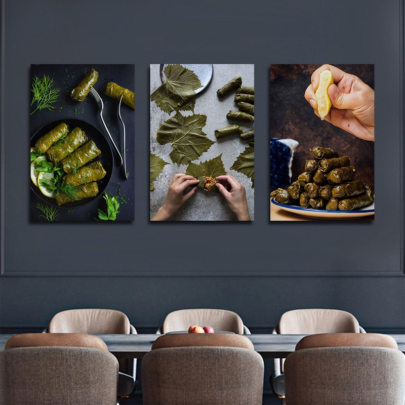 تابلو شاسی بکلیت طرح رستوران و دلمه برگ مو مدل SH-1807 مجموعه 3 عددی