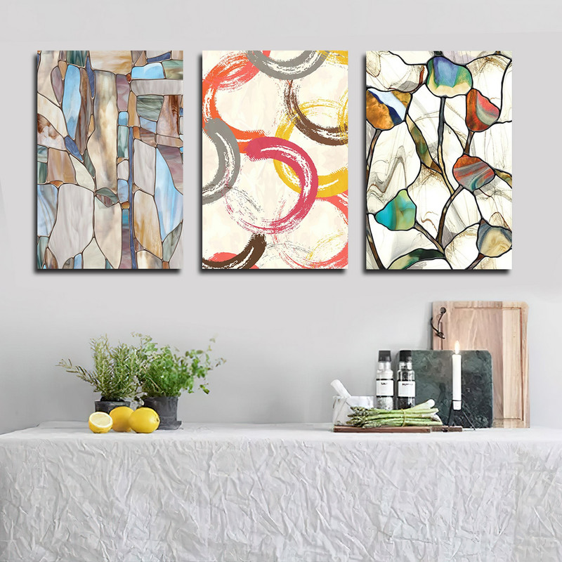 تابلو شاسی بکلیت طرح نقاشی مدرن مدل SH-1800 مجموعه 3 عددی