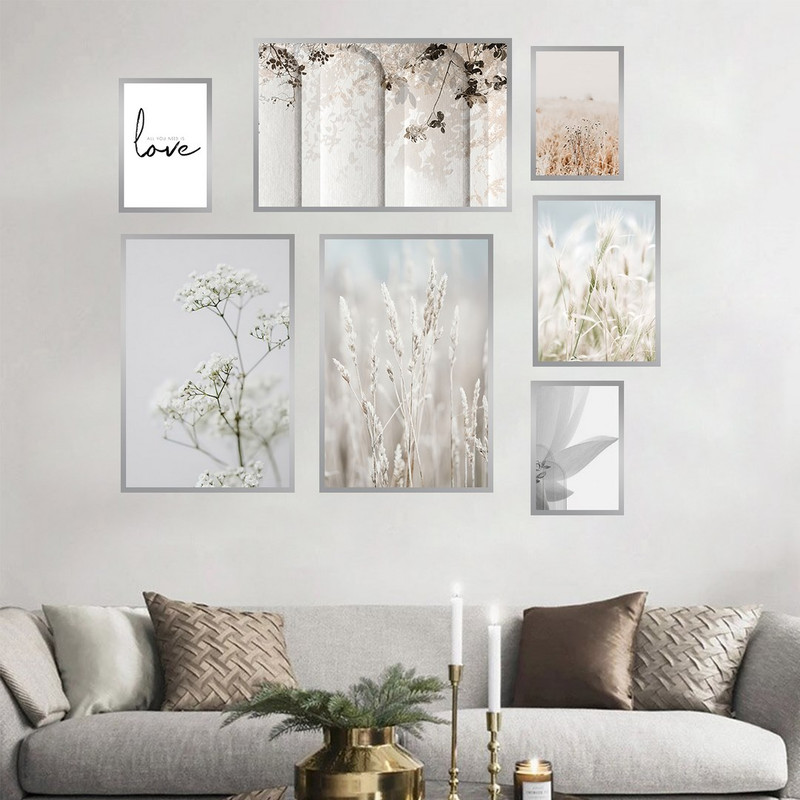 تابلو بکلیت مدل طرح گل نی و گل سفید SI-1031  مجموعه 7 عددی