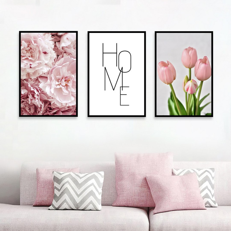 تابلو بکلیت مدل طرح گل رز صورتی  B-1018  مجموعه 3 عددی