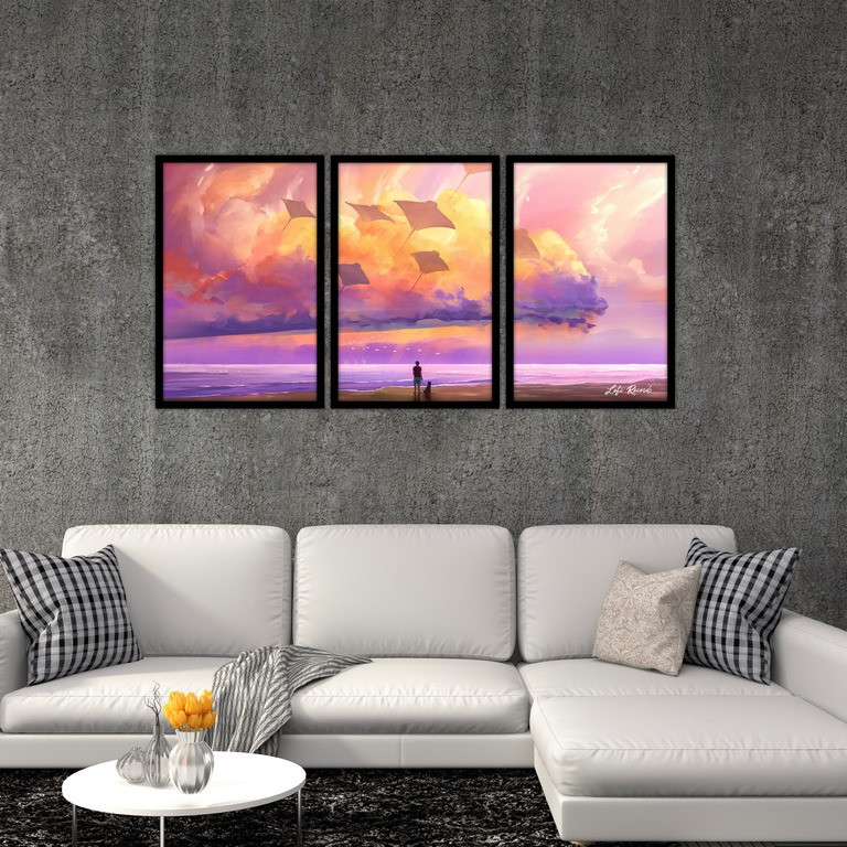 تابلو بکلیت طرح فانتزی ساحل تنهایی مدل B-S4809 مجموعه 3 عددی