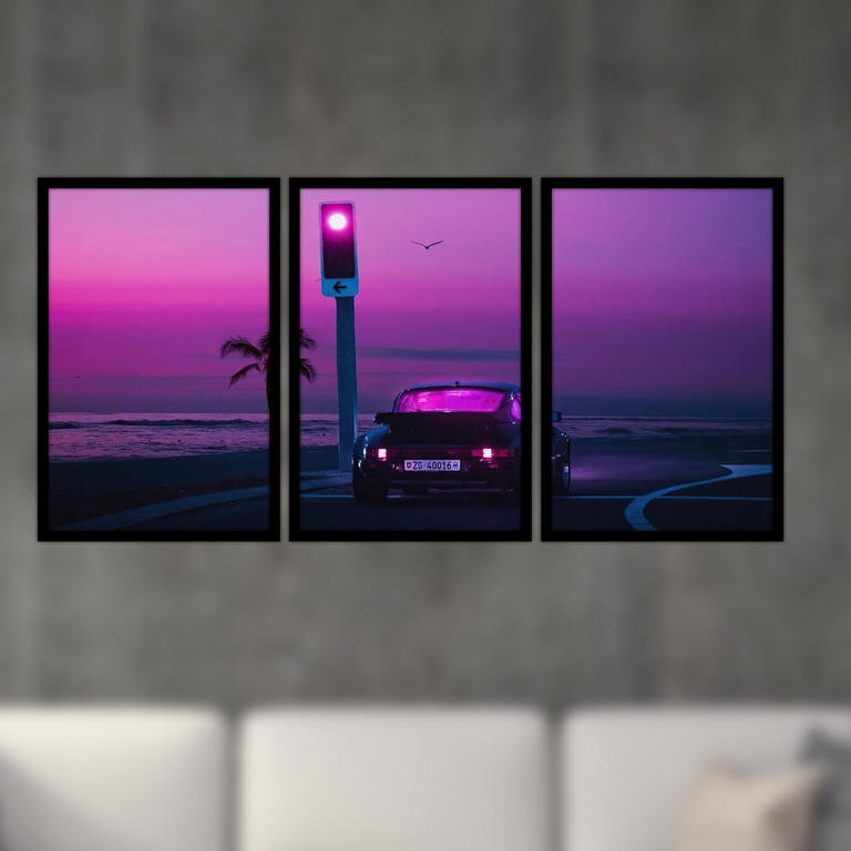 تابلو بکلیت طرح منظره دریا و ماشین مدل B-S4799