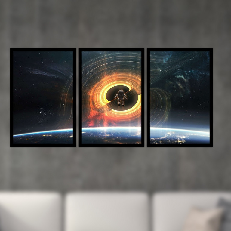 تابلو بکلیت طرح سیاه چاله و فضانورد مدل B-S4784 مجموعه 3 عددی