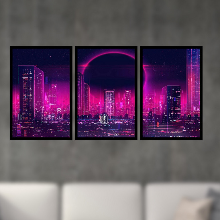 تابلو بکلیت طرح نقاشی منظره آسمان مدل B-S4773 مجموعه 3 عددی