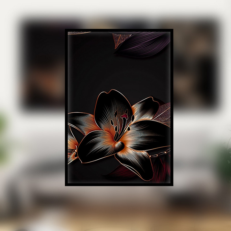 تابلو بکلیت طرح ورق طلا طبیعت و گل مدل B-801 مجموعه 3 عددی