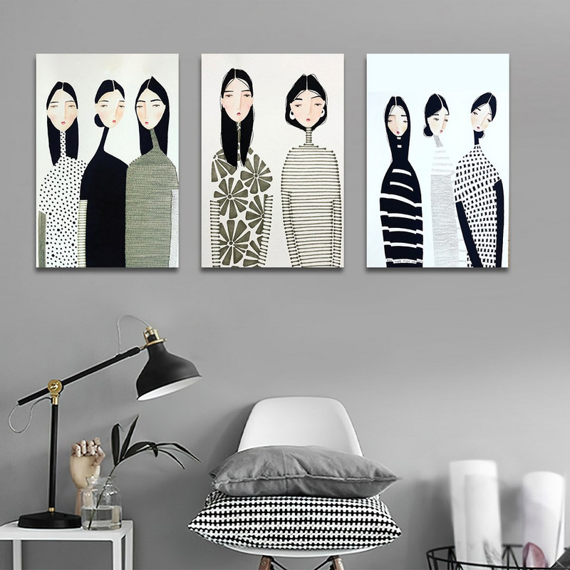 تابلو شاسی بکلیت طرح نقاشی دکوراتیو مدرن سبک کوبیسم مدل SH-1408 مجموعه 3 عددی