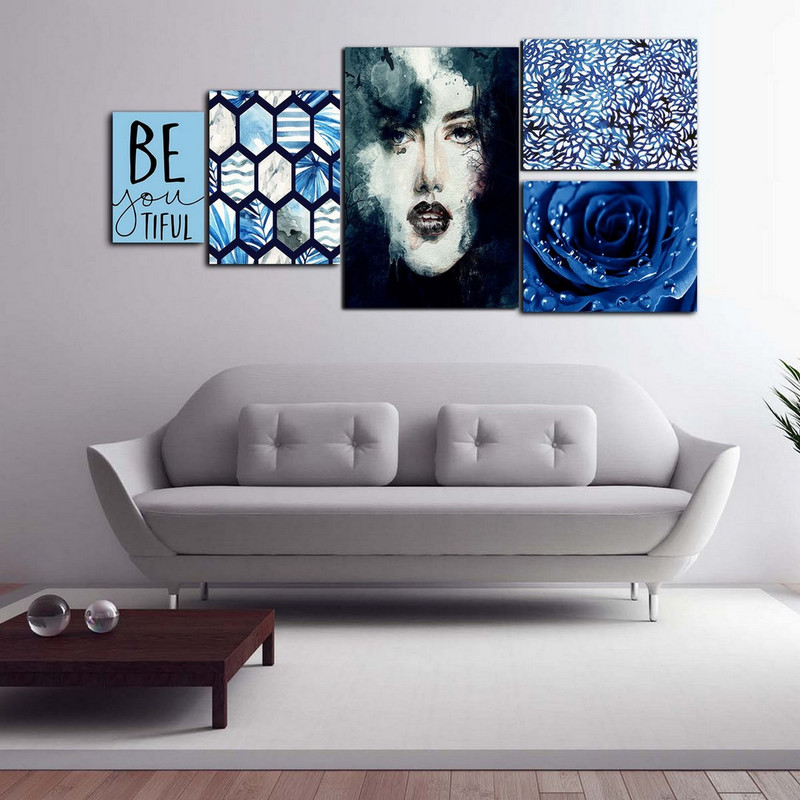 تابلو شاسی بکلیت طرح گل و پرتره مدل SH-163 مجموعه 5 عددی