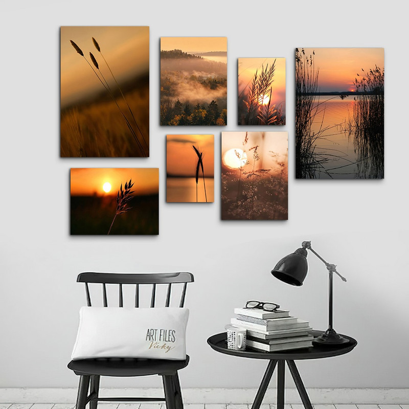 تابلو شاسی بکلیت طرح مزرعه نیزار و گل نی مدل SH-1028 مجموعه 7 عددی