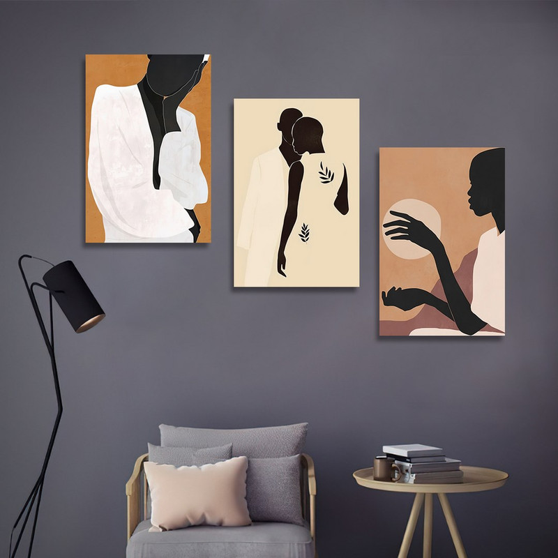 تابلو شاسی بکلیت طرح دکوری مدرن سبک مینیمال آرت مدل SH-1491 مجموعه 3 عددی