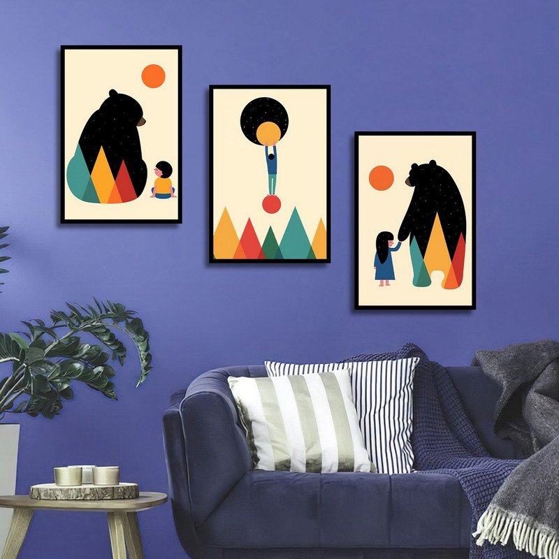 تابلو بکلیت طرح دکوری مدرن سبک مینیمال آرت مدل B-1504 مجموعه 3 عددی