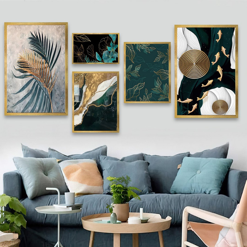 تابلو بکلیت طرح نقاشی رزین و طبیعت مدل T-738 مجموعه 5 عددی