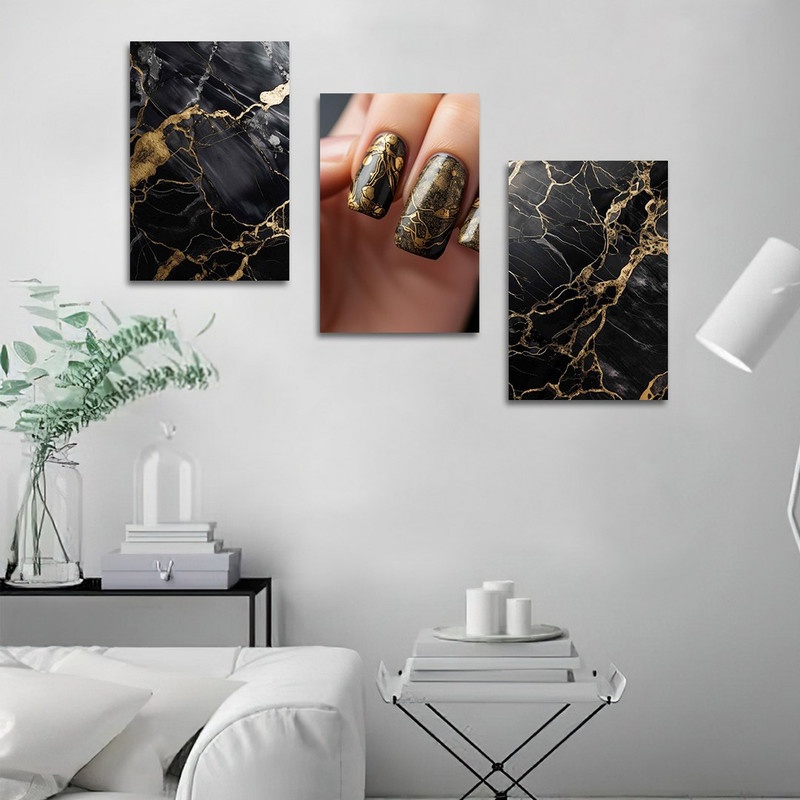 تابلو شاسی بکلیت طرح کاشت ناخن طلایی مدل SH-1354مجموعه 3 عددی