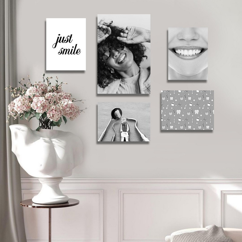 تابلو شاسی بکلیت طرح سلامت دندان و مطب دندانپزشکی مدل SH-1318 مجموعه 5 عددی