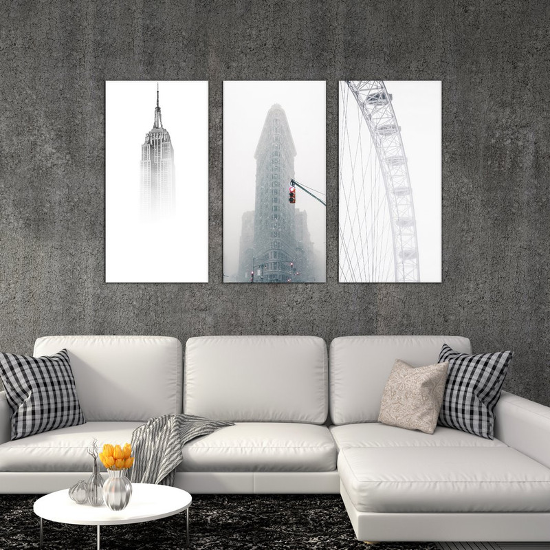 تابلو شاسی بکلیت طرح منظره شهری مدل SH-510 مجموعه 3 عددی