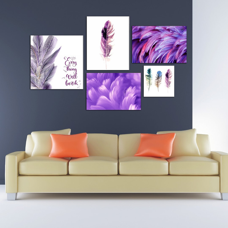 تابلو شاسی بکلیت طرح مدرن پر بنفش مدل SH-420 مجموعه 5 عددی