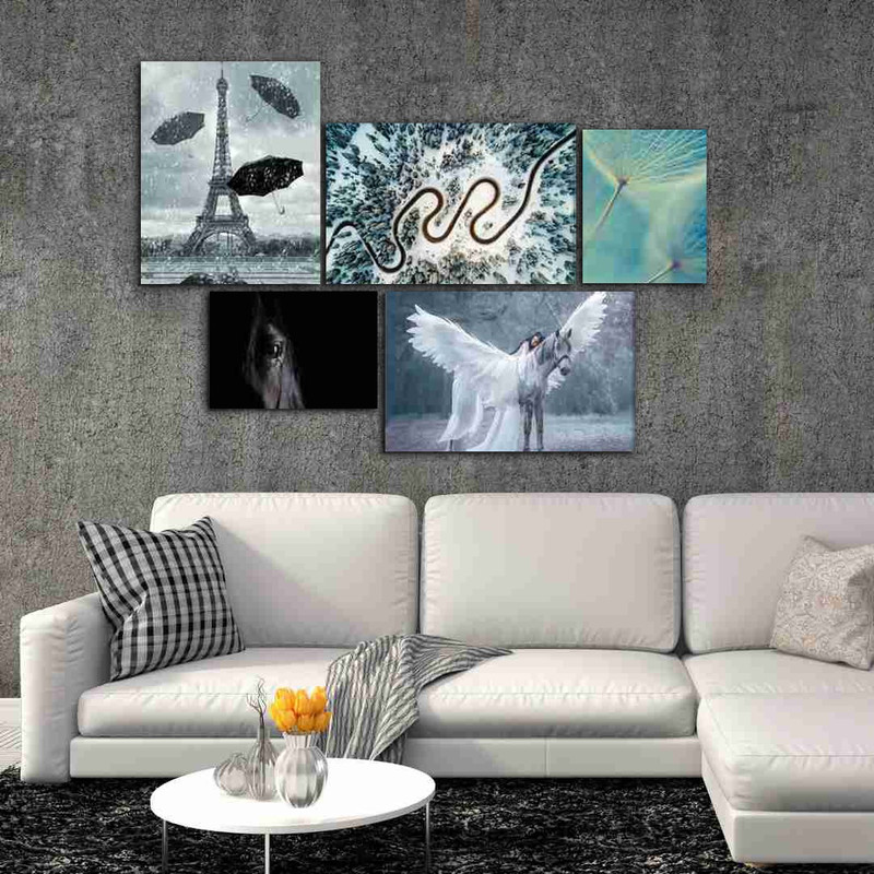 تابلو شاسی بکلیت طرح قاصدک و زمستان و چتر مدل SH-404 مجموعه 5 عددی