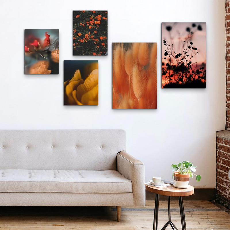 تابلو شاسی بکلیت طرح گل نی و شکوفه مدل SH-981 مجموعه 5 عددی