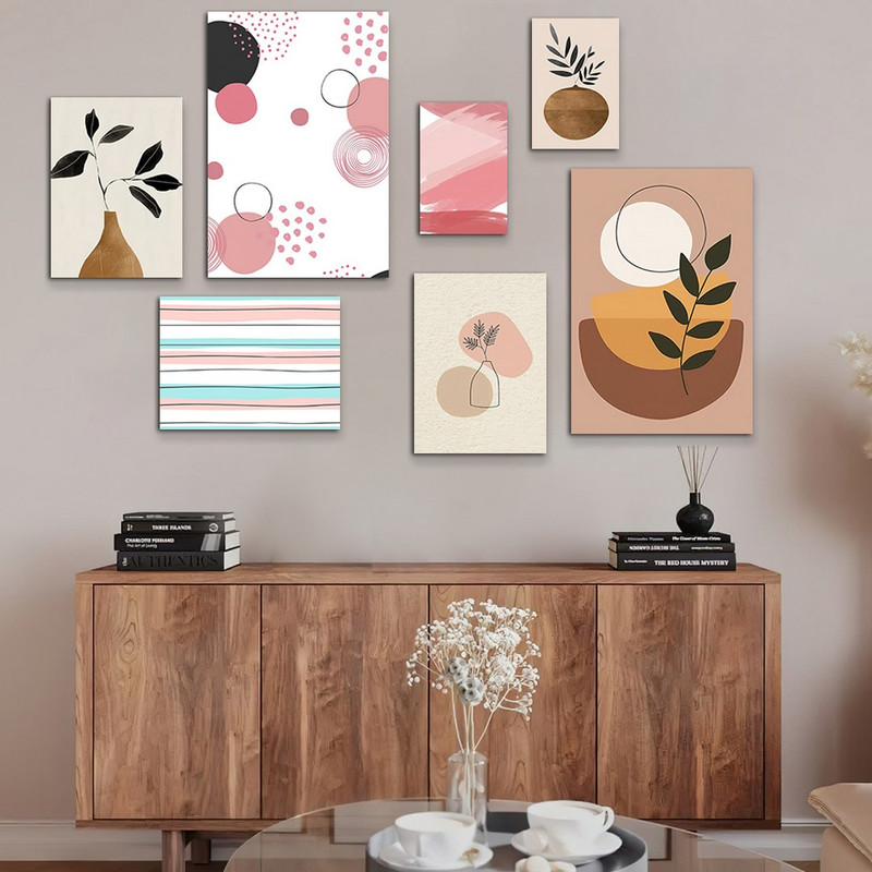 تابلو شاسی بکلیت طرح نقاشی مینیمال مدرن مدل SH-972 مجموعه 7 عددی