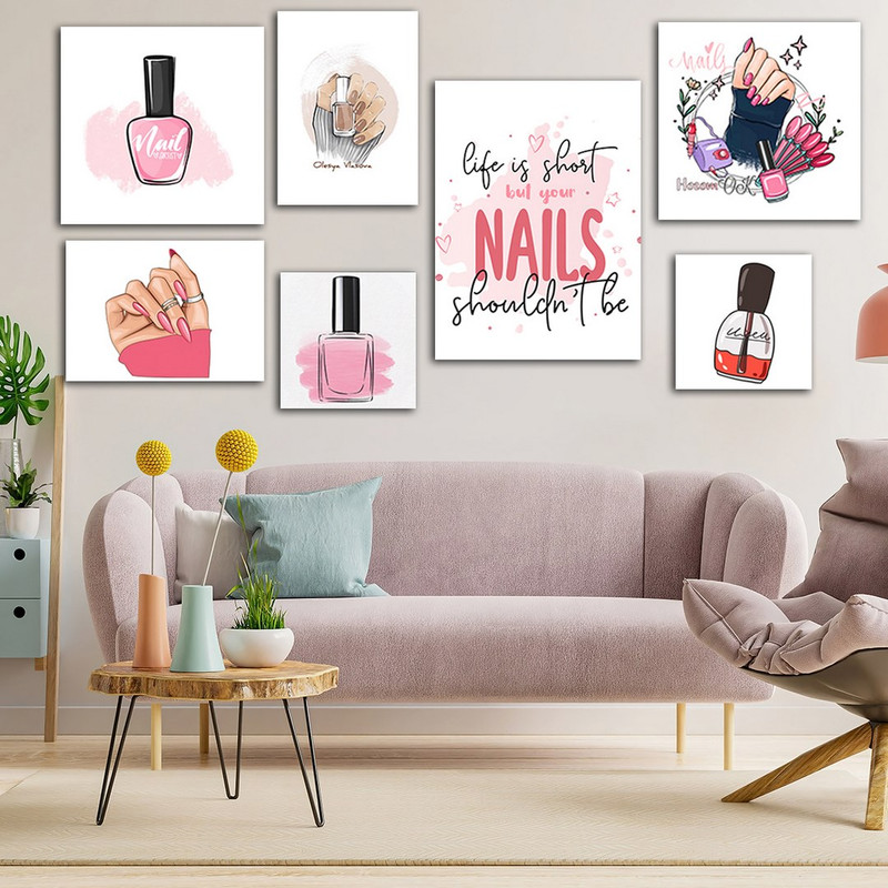 تابلو شاسی بکلیت طرح کاشت ناخن و لاک ناخن مدل SH-920 مجموعه 7 عددی