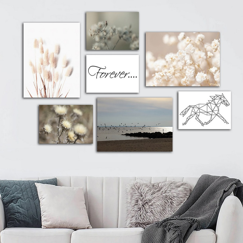 تابلو شاسی بکلیت طرح طبیعت گل نی و گل پنبه مدل SH-878 مجموعه 7 عددی