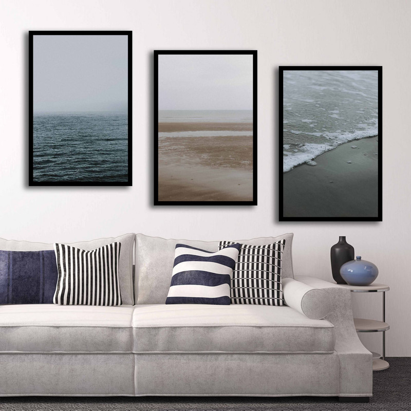 تابلو بکلیت طرح منظره دریا و ساحل مدل B-1550 مجموعه 3 عددی